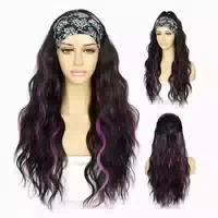 Perücke Stirnband Bodywave Gewellt 150% 26inch Schwarz&viole 1 st