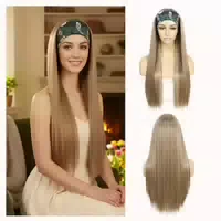 Perücke Stirnband Damen Glatt Hitzeständig 26 Zoll Mix Blond 1 st