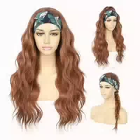 Perücke Stirnband Kupferrot Wellig Glueless Damen Ginger 1 st