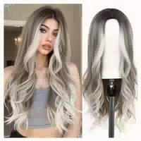 Perücke Lang Lockig Synthetisch Ombre Damen Haare Hellblond 1 st