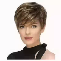 Perücke Synthetisch Kurz Braun Blond Pony Braunmischung Gold 1 st