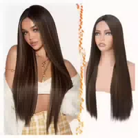 Perücke Synthetisch Spitzenfront Braun mit Auburn Highlights 1 st