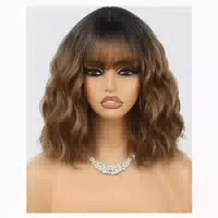 Perücke Kurzer Bob Pony Damen Synthetikfaser Ombre Platin Bl 1 st
