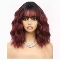 Perücke Kurzer Bob Pony Damen Synthetikfaser Ombre Platin Bl 1 st
