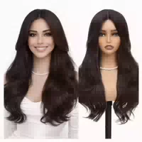 Perücke Damen Vorhangpony 66 cm Synthetisch 26 Inch Kastanie 1 st