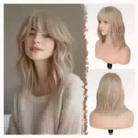Perücke Bob Kurz mit Pony Schwarz Blond 35 cm Synthetisch 1 st
