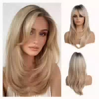 Perücken 20zoll Synthetische Damen Dunkelwurzeln Blonde 1 st