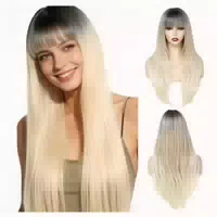 Perücken Damen Ombre Blond Pony 60cm 6# Ombre Blond Glatt Mi 1 st