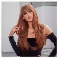 Perücken Frauen Lang Pony Synthetik Rotbraun Honigblond0281 1 st