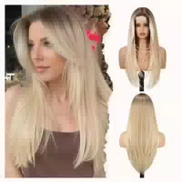 Perücken Frauen Synthetik Hitzebeständig Fransen Blond mit S 1 st