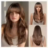 Perücken Frauen Lang Pony Synthetik Rotbraun Honigblond0281 1 st