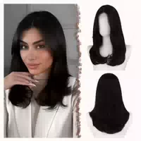 Perücke Damen Pony 45 cm Kunsthaar Spitzenfront Lace Front m 1 st