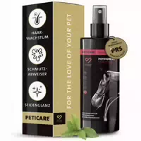 Peticare Mähnenpflege & Schweifpflege für Pferde, Glanz Spray mit Koffein, Leicht Kämmbar & Sauber