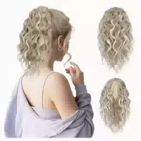 Pferdeschwanz 31 cm Hellblond mit Weißen Blonden Highlights 1 st