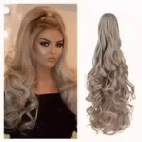 Pferdeschwanz Clip in 45 cm 140g Aschblond Mischen Bleichblo 1 st
