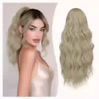 Pferdeschwanz Clip in Aschblond Lockig Gewellt 40 cm Aschblo 1 st