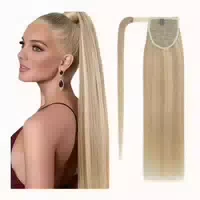 Pferdeschwanz Echthaar 40cm #18 613 Aschblond&gebleichtes Bl 1 st
