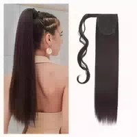Pferdeschwanz Extensions Locken Haarteil 50 cm Chestnut Brow 1 st