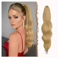Pferdeschwanz Clip in Extensions Echthaar 55 cm Natürliche B 1 st