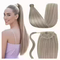 Pferdeschwanz Extensions Echthaar Remy Aschblond 35 cm P #p1 1 st