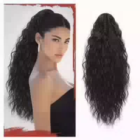 Pferdeschwanz Haarteil 56 cm Wellen Locken Klammer Clip Schw 1 st