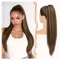 Pferdeschwanz Haarteil 40cm Kordelzug Braun mit Highlights 4 1 st