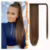 Pferdeschwanz Haarteil Clip 76cm Dunkelbraun mit Auburn Even 1 st