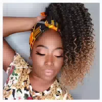 Pferdeschwanz Haarteil Clip in Afro Kinky Curly 41cm Ombre B 1 st