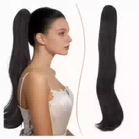 Pferdeschwanz Haarteil Clip in 46cm Dunkelbraun mit Auburn E 1 st