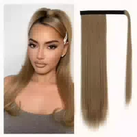 Pferdeschwanz Haarteil Wrap Clip 46cm Helles Aschblond Bleic 1 st