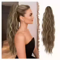 Pferdeschwanz Haarteil 50cm Gewellt 12h29# Hellbraun und Blo 1 st