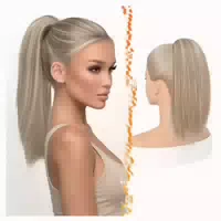 Pferdeschwanz Haarteil 40cm Kordelzug Braun mit Highlights 4 1 st