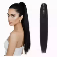 Pferdeschwanz Haarteil Klammer Extension Zopf 56 cm Schwarz 1 st
