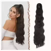 Pferdeschwanz Haarteil Clip Kordelzug 75cm Schwarz 4# Schwar 1 st