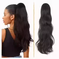 Pferdeschwanz Haarteil Kordelzug Synthetisch Clip 66cm Schwa 1 st