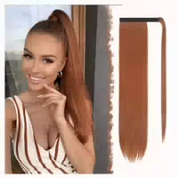 Pferdeschwanz Extensions Locken Haarteil 50 cm Chestnut Brow 1 st