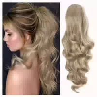 Pferdeschwanz Haarteil 75 cm Kordelzug Locken Clip in Aschbl 1 st