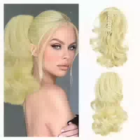 Pferdeschwanz Haarteil Zopf Lockig Gewellt 35 cm 110g Bleach 1 st