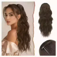 Pferdeschwanz Haarverlängerung 60cm Gewellt Kordelzug Clip H 1 st