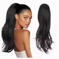 Pferdeschwanz Kordelzug Damen Haarteil Anklipsen 56 cm Natur 1 st
