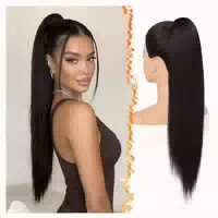 Pferdeschwanz Ponytail Haarteil Kordelzug Clip Comb Schwarz 1 st