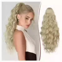 Pferdeschwanzverlängerung Klammer 50 cm Warmes Blond mit Hig 1 st