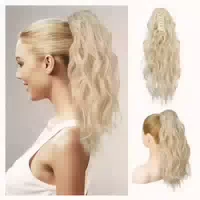 Pferdeschwanzverlängerung Klauenclip 46 cm Grau Silber Weiß 1 st