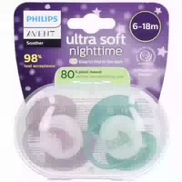 Philips Avent Schnuller Ultra Soft Night Time 6–18 Monate | Fuchsia Grün