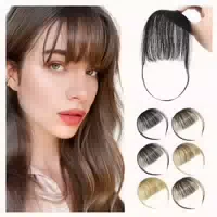 Pony Clip in Echthaar Bangs Haarteil 1 1 #schwarz Luftiger 1 st
