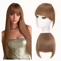 Pony Haarteil Clip Synthetisch Fringe Schläfen Kakaobraun 1 st