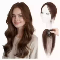 Pony Haarteil Clip in Echthaar Curtain Bangs 1b Natürliches 1 st