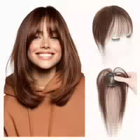 Pony Haarteil Clip in Echthaar Extensions Wispy Bangs 02 Dun 1 st