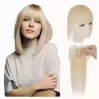 Pony Haarteil Clip in Echthaar Fringe Wispy Bangs 60 Platinb 1 st
