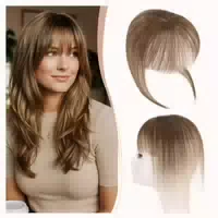 Pony Clip Echthaar Remy Onepiece Haarteil Neat Bangs Mittelb 1 st